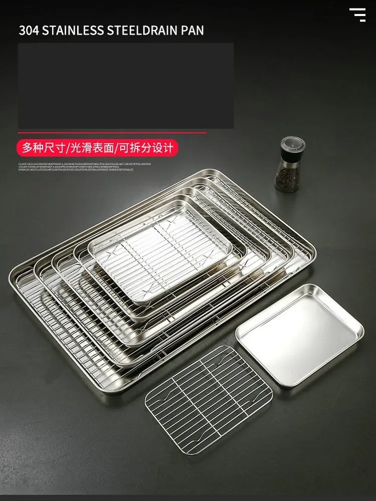 Integrierte Grill- und Tropfpfanne aus Edelstahl 304 – integriertes Rack-Backblech zum Braten von Ofen, Luftbraten, Kochen und Dämpfen Image