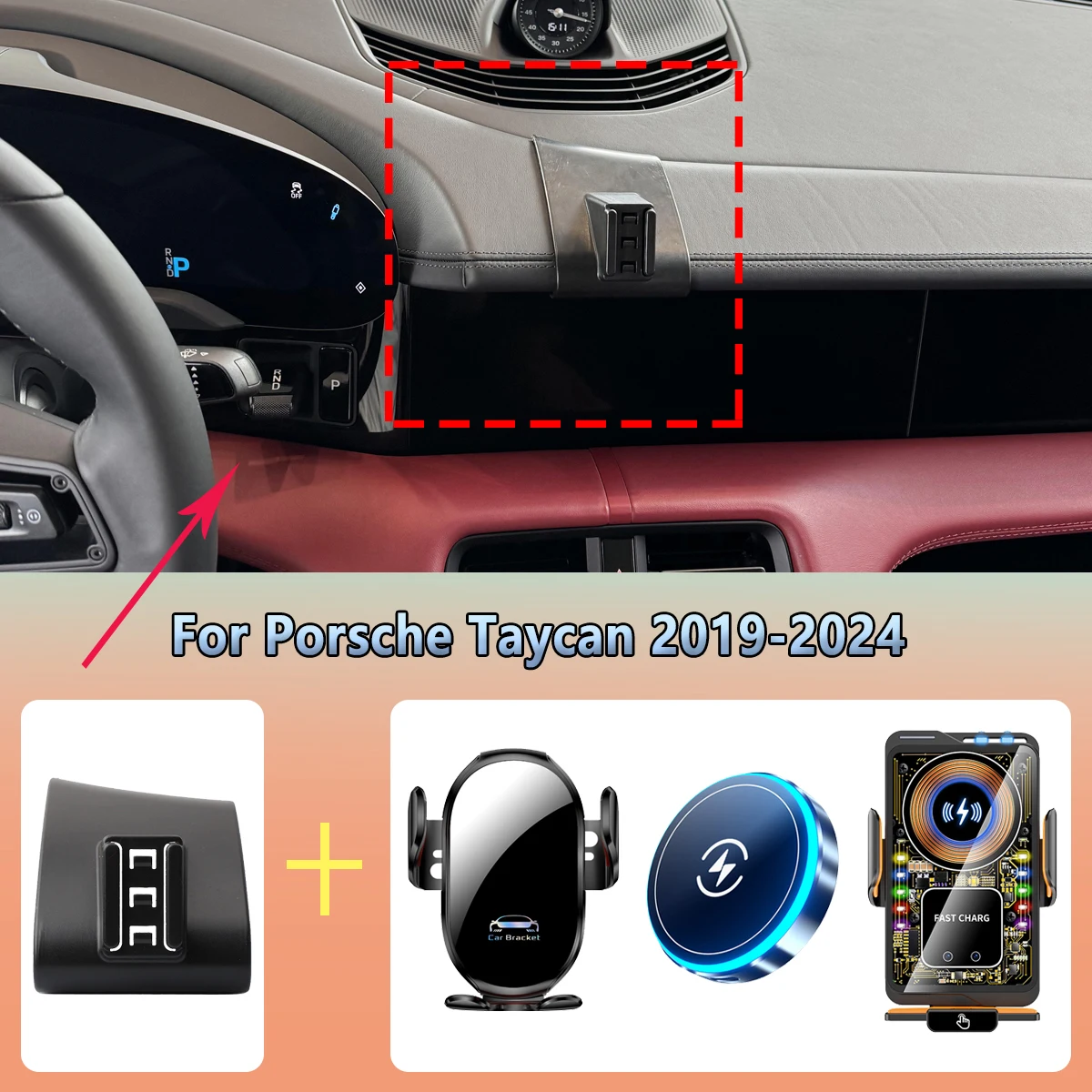 Auto Telefon Halter vent Für Porsche Taycan 2019 2020 2021-2024 Drahtlose Lade Auto telefon ladegerät wiege Für Magsafe zubehör Image