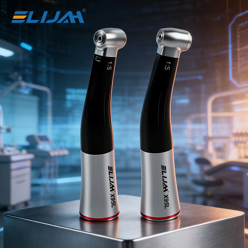 Dental 1:5 Titanbeschichtetes Glasfaser-Kontrawinkelstück X95L mit interner Wassersprühfunktion, niedrigdrehzahliges Handstück mit Druckknopf, Zahnmedizinische Instrumente Image