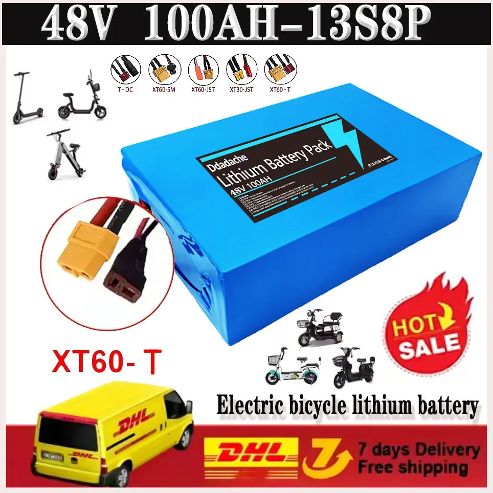 48V 13S8P 100Ah 18650 wiederaufladbarer Li-Ionen-Akku mit hoher Leistung und BMS für Motorrad, Roller, Fahrrad Image