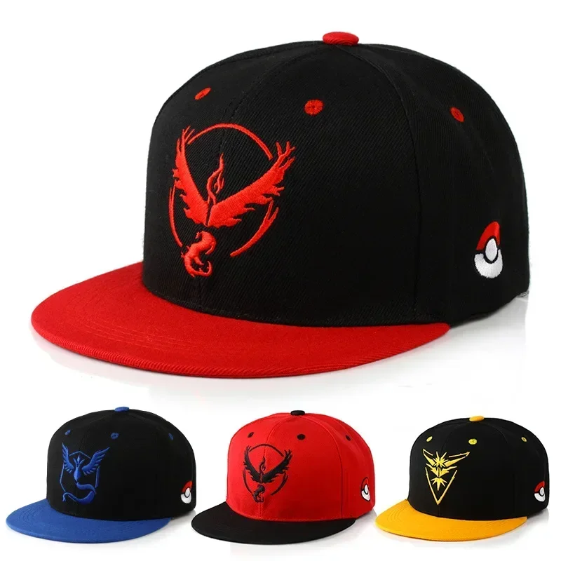 Anime Pikachu Go Moltres Baseballkappe, verstellbar, lässig, bestickt, Sonnenhüte, Kawaii, Outdoor-Visierhut, modischer Hip-Hop-Hut, Geschenk