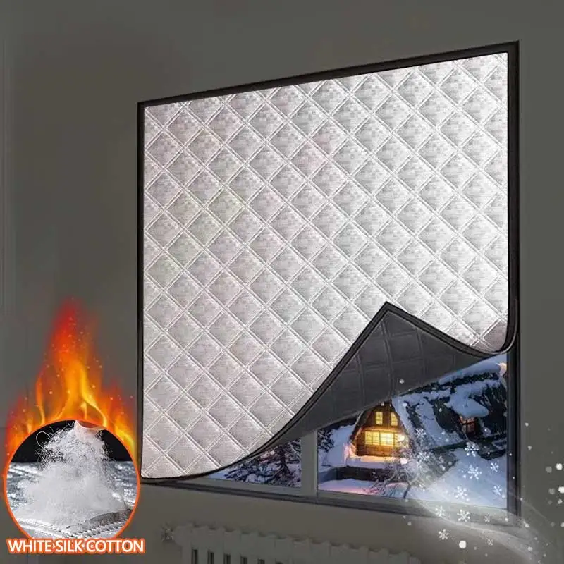 Verdickte, winddichte, kältebeständige und warme Baumwollvorhänge zur Winterversiegelung, selbstklebend und nicht zum Befestigen an Türrahmen Image