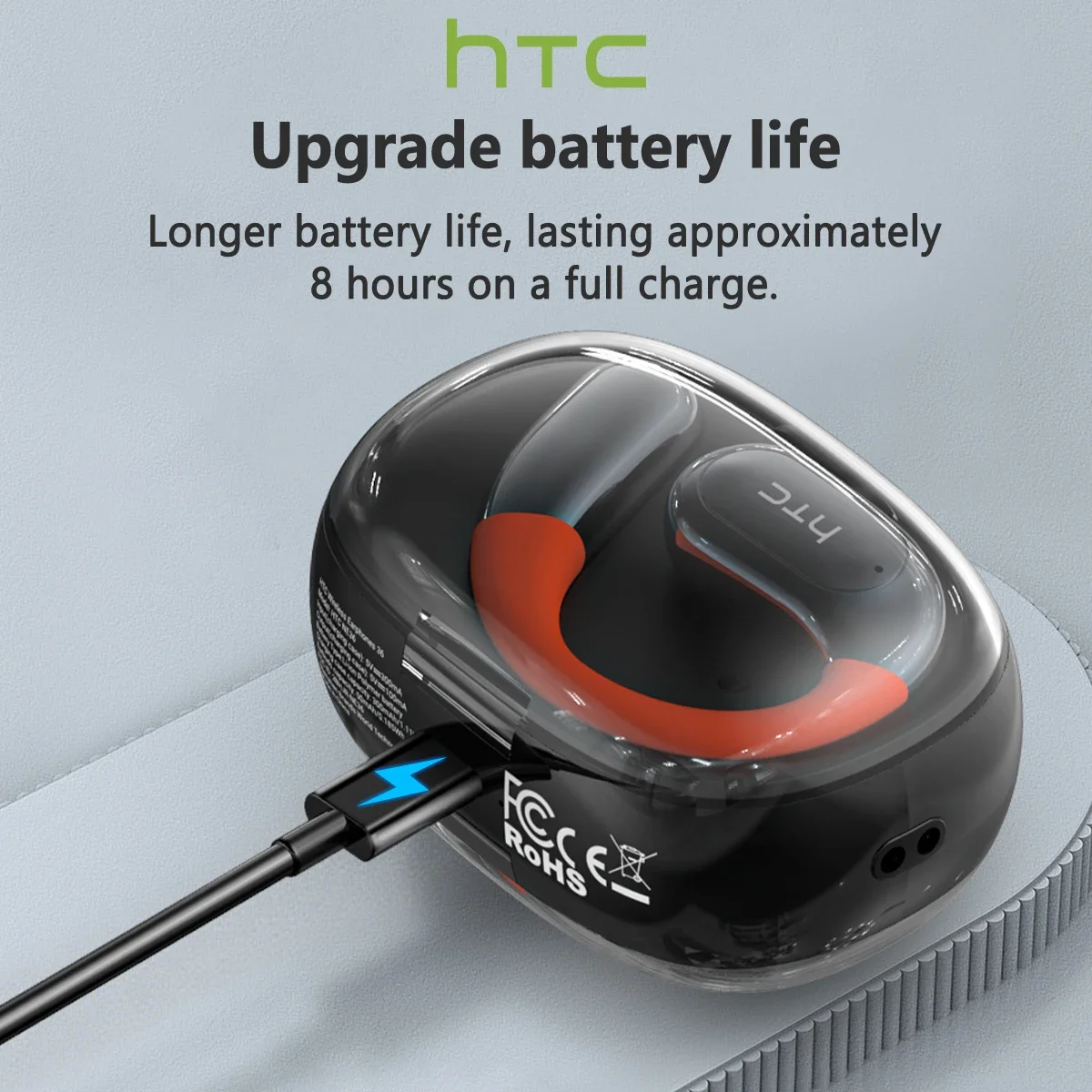 【HTC NE36】 Bluetooth V6.0 Kopfhörer AI Translator Ohrhörer Sport Drahtlose Kopfhörer HD Anruf mit Mikrofon Komfort Leuchtender Ohrbügel Image