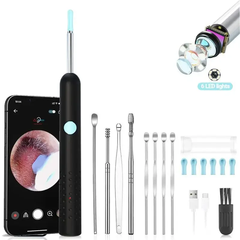 Visueller Ohrenschmalzreiniger mit Kamera, sicheres Ohrenschmalzentfernungs-Endoskop mit 5M Kamera, leuchtendes Otoskop, Ohrenreinigungswerkzeuge, Ohrenpflege Image