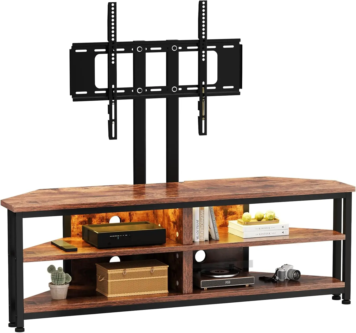 Dripex TV-Ständer mit LED-Beleuchtung und TV-Halterung, Eck-TV-Schrank für Fernseher bis zu 70 Zoll mit offenem Gaming-Center Image