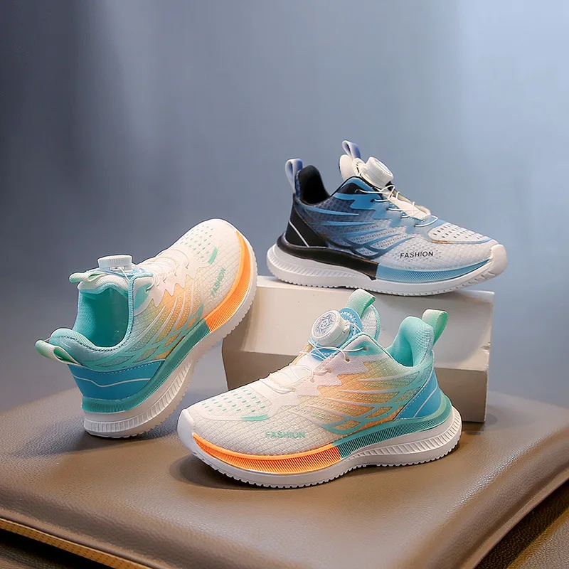 Freizeitschuhe für Kinder, Sneakers, PU-Leder, zum Hineinschlüpfen ​ Frühlingsschuhe für Jungen, atmungsaktiv, rutschfest, unten, orange, blau, Schuhe, Größe 26–37