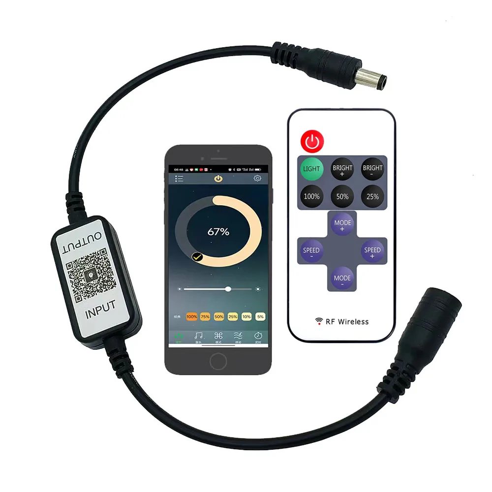 Mini-Bluetooth-Monochrom-Controller, geeignet für Monochrom-Lichtleiste, 11-Tasten-Funkfernbedienung DC5-24V Image