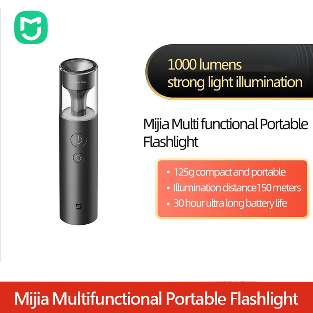 Mijia LED-Taschenlampe Tragbar Multifunktional Wiederaufladbar 3100mAh 1000 Lumen IP65 Wasserdicht Notfallbeleuchtung für Draußen Image
