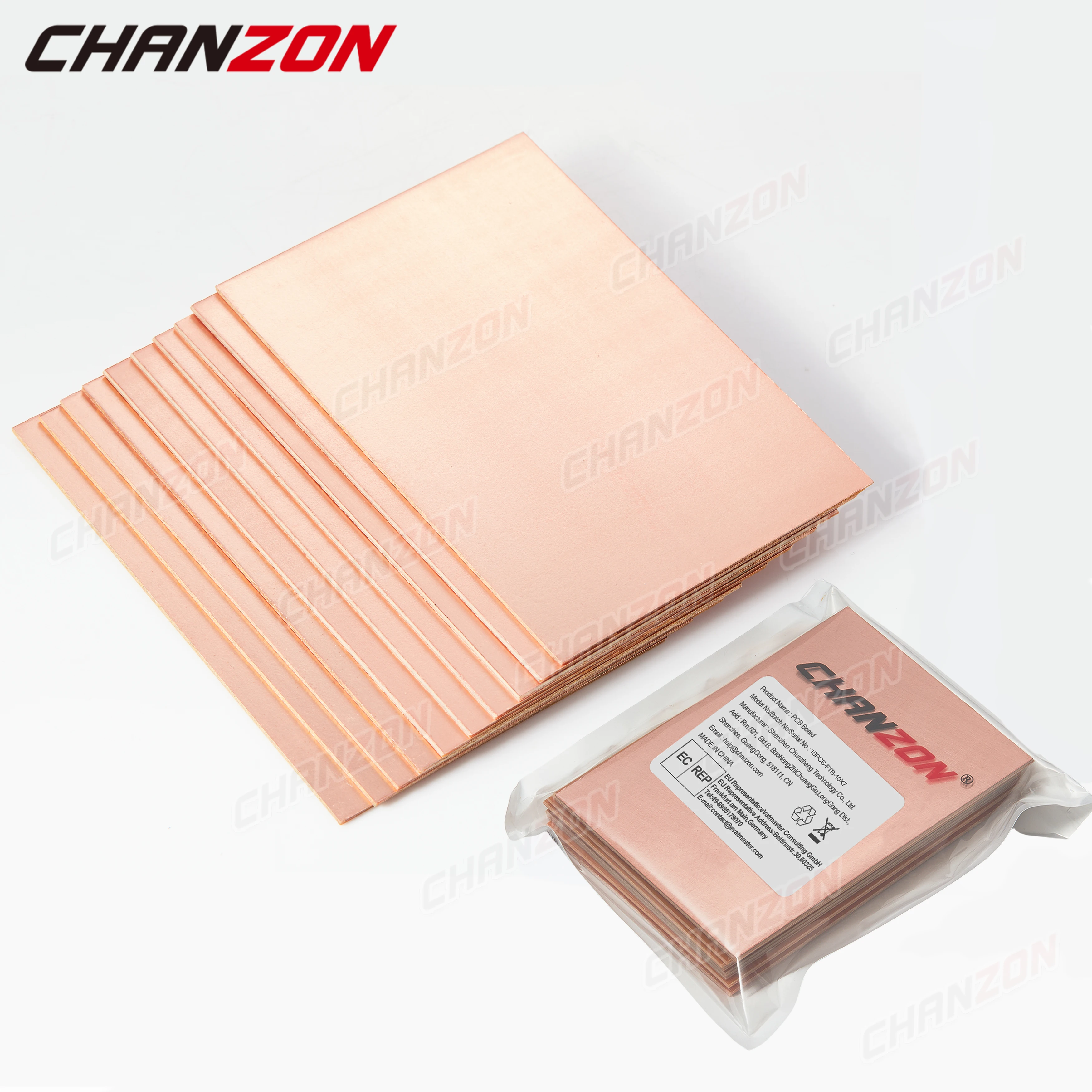 10 Stück 7 x 10 cm einseitiges, kupferkaschiertes Laminat, PCB-beschichtet, Universal-Schaltung, Prototypplatine, 18 UM, PF, zum Ätzen, DIY-Kit Image