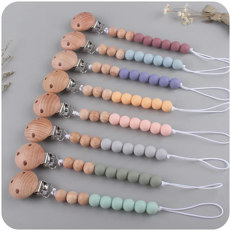 Baby Anti-drop Kette Schnuller Clips Silikon Perlen Säuglings Nippel Beschwichtigen Schnuller Kette Clips Schnuller Halter Nippel Clip Image