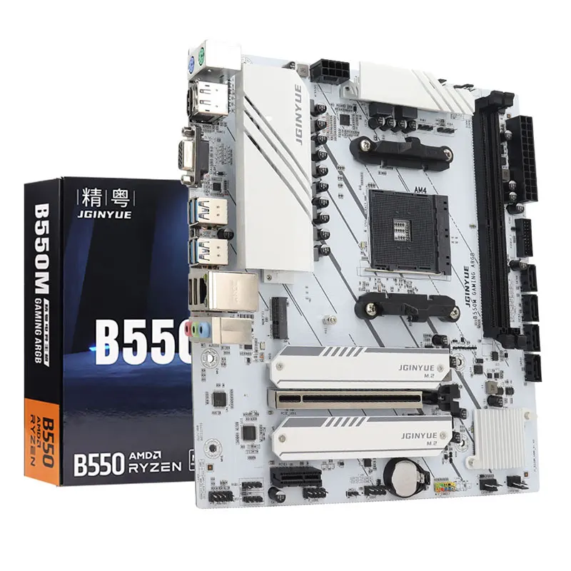 JGINYUE AMD B550 M-ATX Motherboard AM4 unterstützt Prozessoren der Ryzen R5 4000/5000-Serie DDR4 RAM Desktop-PC PCI-E 4.0 B550M GAMING Image
