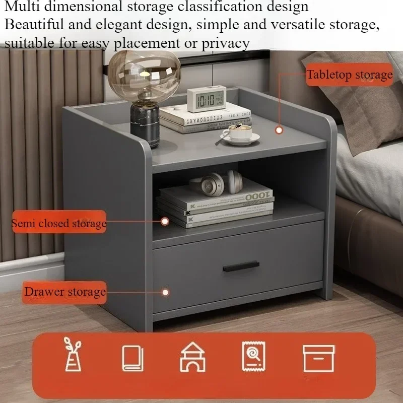 Nachttisch, modernes, einfaches Schlafzimmer, Nachttisch, kleiner Nachttisch, Truhe, Aufbewahrungsschrank, hochwertige Haushaltsregale Image