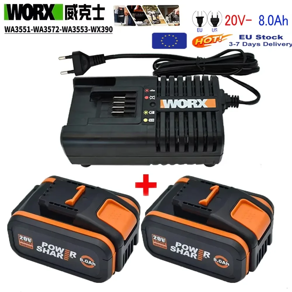 für Worx 20 V 8,0 Ah Lithium-Akku wiederaufladbar WA3553 WA3551 WA3553.1 WA3570 für WORX Elektro- und Gartengeräte Image