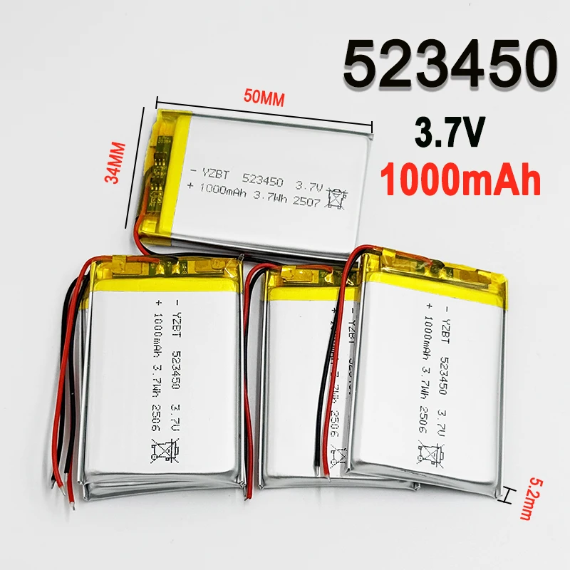 523450 1000 mAh 3,7 V 523450 Polymer Lithium-Akku Li-Ion Akku Ersetzen Für GPS Bluetooth Lautsprecher 1-12 stücke Image
