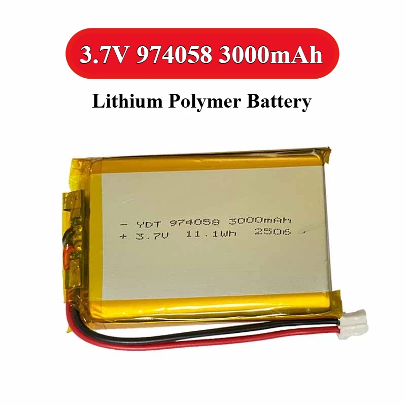 3,7 V 974058 3000 mAh Lithium-Polymer-Batterien für Spielzeug-Massagegerät GPS-Navigator Aeromodelling wiederaufladbare Batterie PH2.0P-Stecker Image
