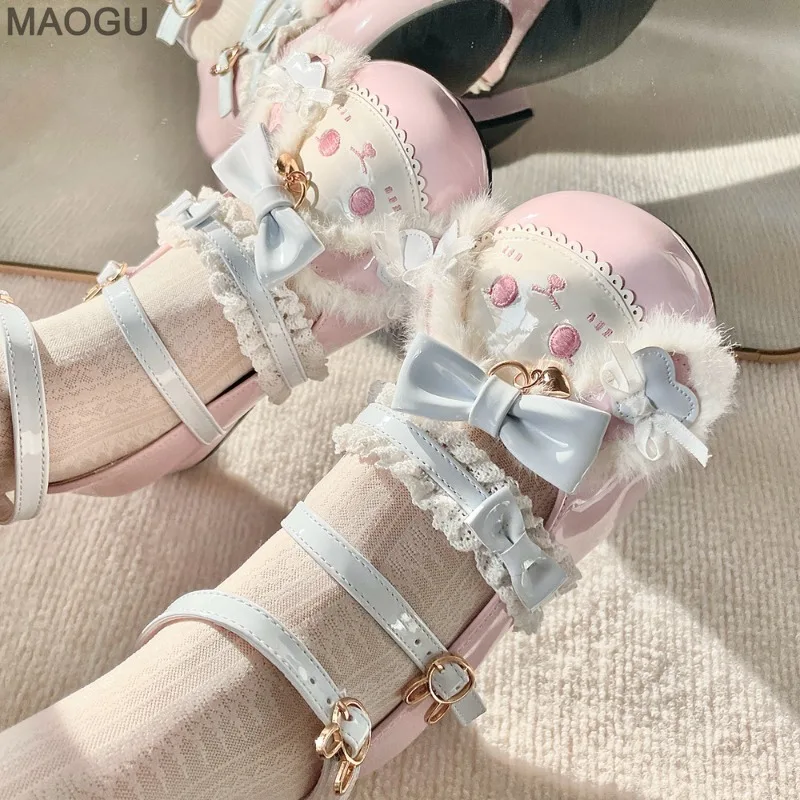 Süße süße Lolita-Schuhe für Damen, japanischer Stil, Schleife, runde Zehen, Mary Jane-Schuhe, schöne Pumps mit niedrigem Absatz, Größe 35–40, Zapatos Mujer