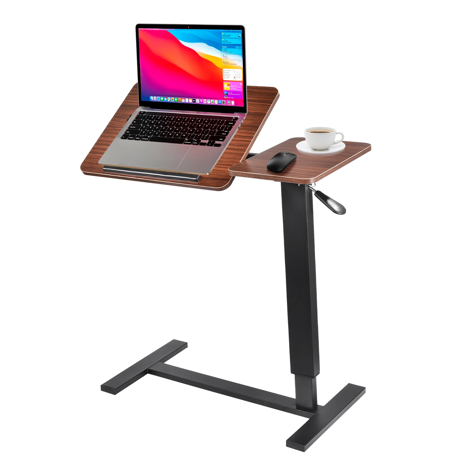 Bettseitiger Nachttisch mit Rollen, höhenverstellbarer Sitz-Steh-Schreibtisch, pneumatisch anhebbarer Computertisch, Arbeitsstation für das Wohnzimmer Image