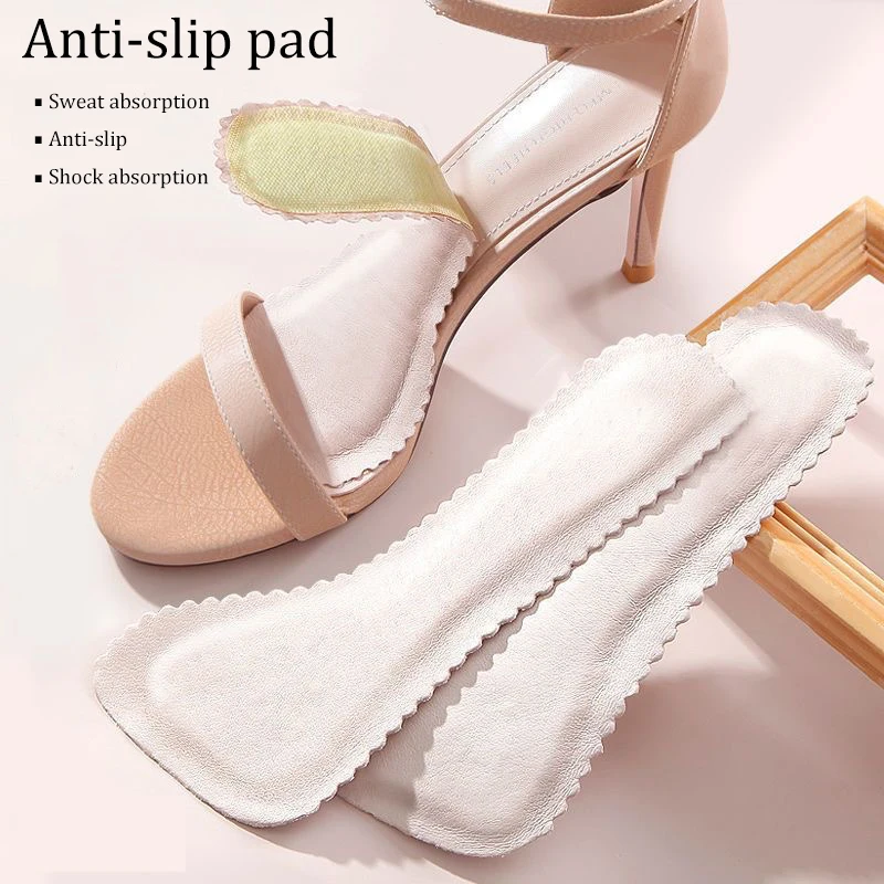 Sandaleneinlagen, selbstklebende, rutschfeste Einlagen für Damenschuhe, atmungsaktive Einlagen für Schuhe mit hohen Absätzen, weiche Kissensohle, Aufkleber, orthopädische Einlagen Image