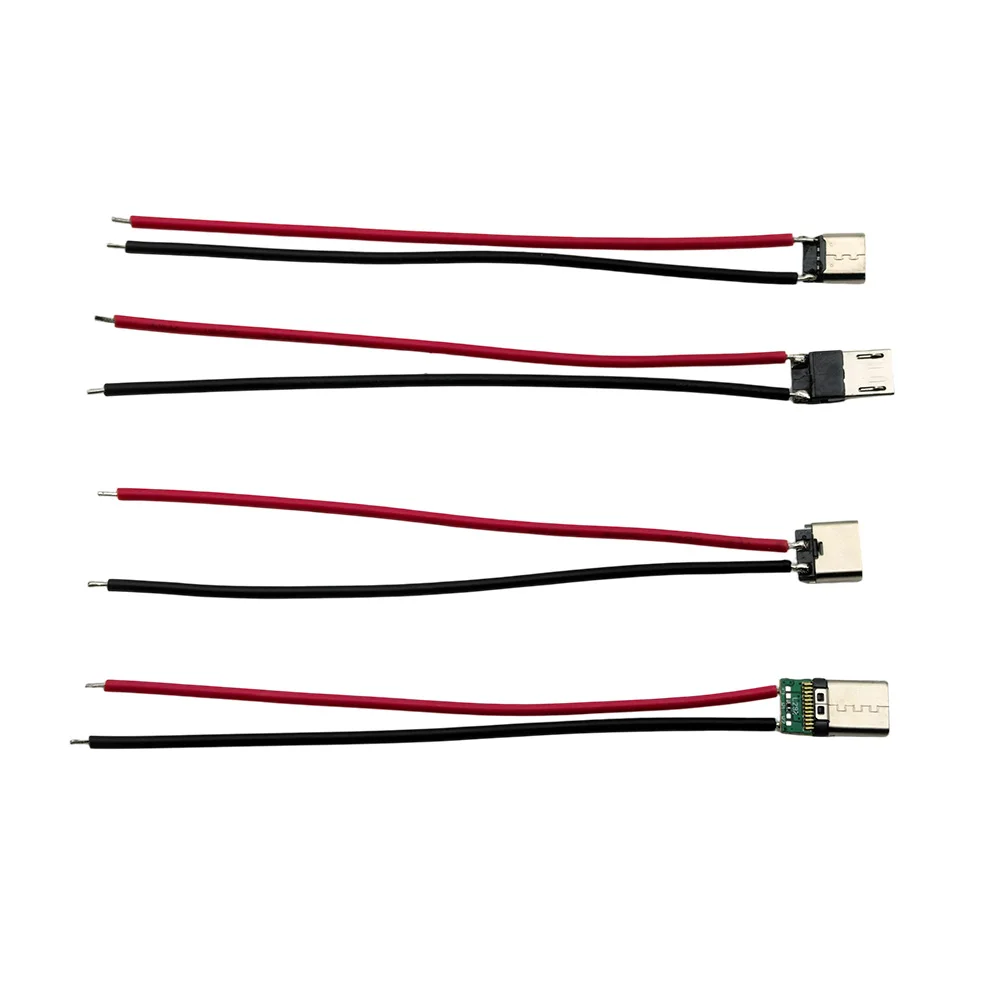 Typ C 2-Pin-Stecker Micro-USB Männlich Weiblich JACK 2P Ladeanschluss Buchse DIY Reparatur USB-C Anschluss Mit Kabel 10CM 20AWG PVC Image