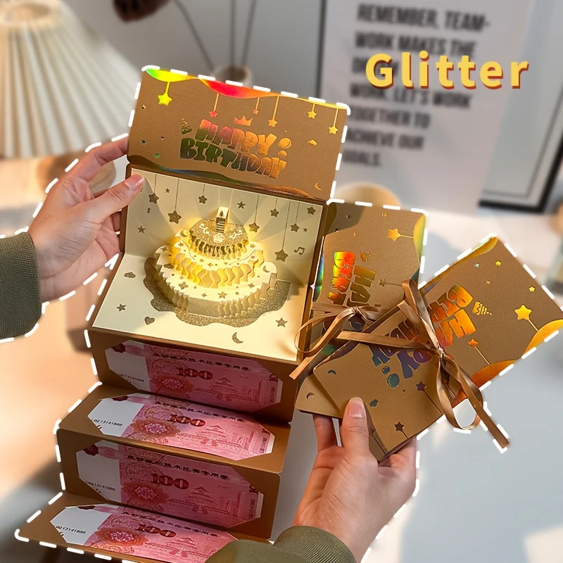 Kreative und hochwertige 3D-Pop-up-Grußkarte mit Musik und Lichtern, perfekt für Geburtstagsgrüße, Überraschungsgeschenke. Image