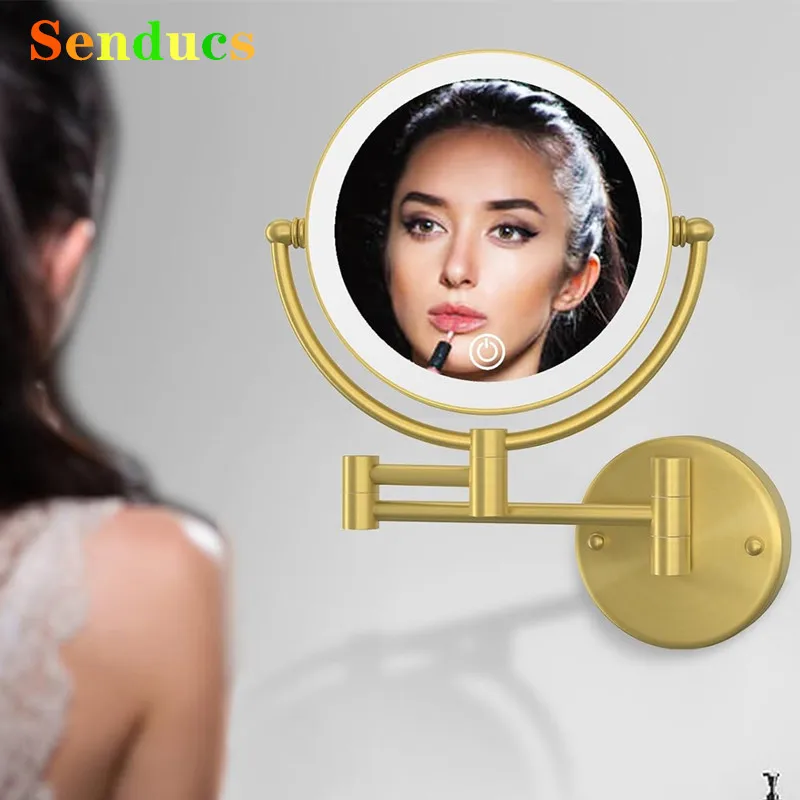 10X Vergrößerungs Led Klapp Badezimmer Spiegel Wand Montiert Double Face Led Badezimmer Make-Up Spiegel Zubehör Led Badezimmer Spiegel