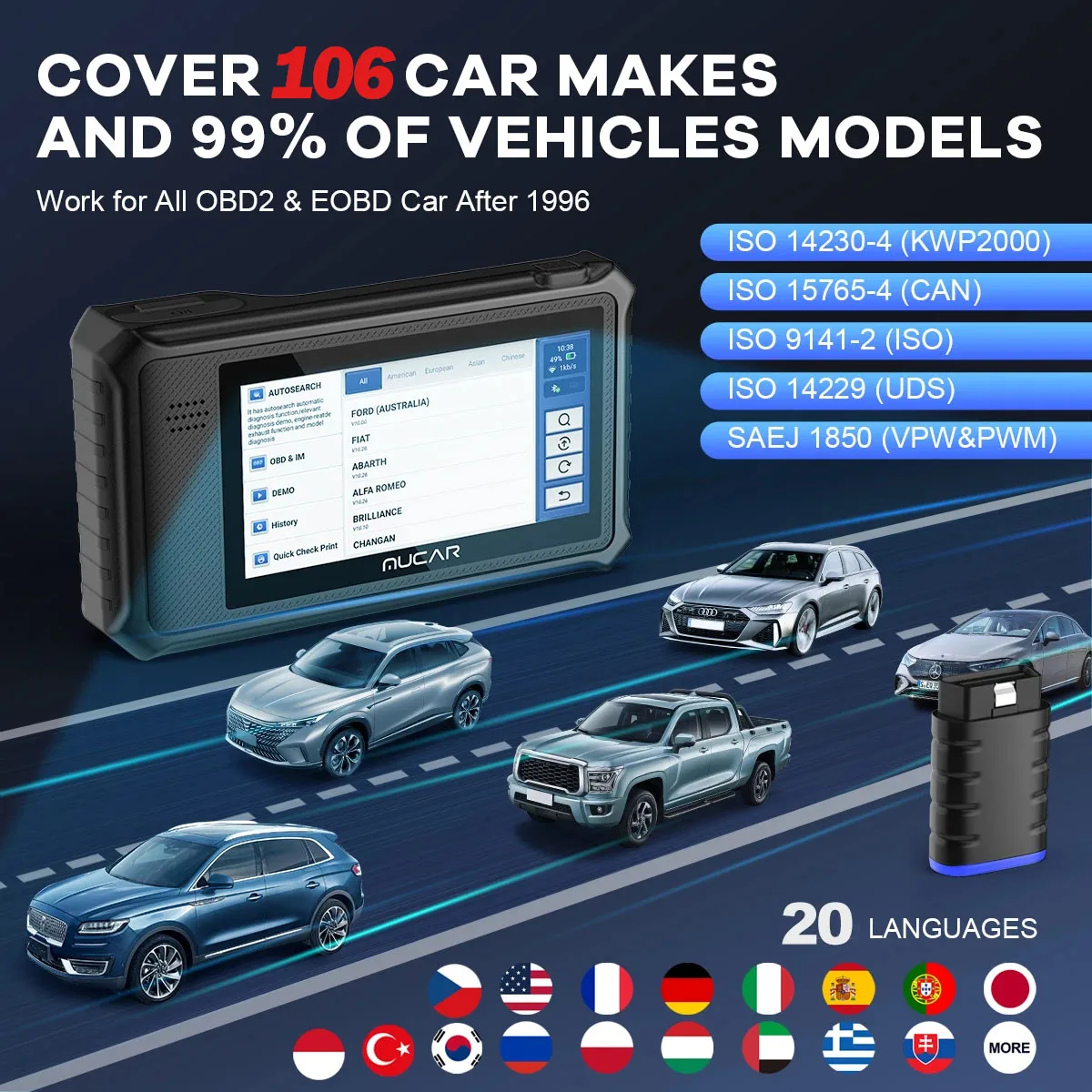 MUCAR VO6 Professionelles Auto-Diagnosegerät 28 Resets Öl DPF BREMSE ETS Vollsystem Lebenslange Kostenlose Updates Auto VIN OBD2 Scanner Image