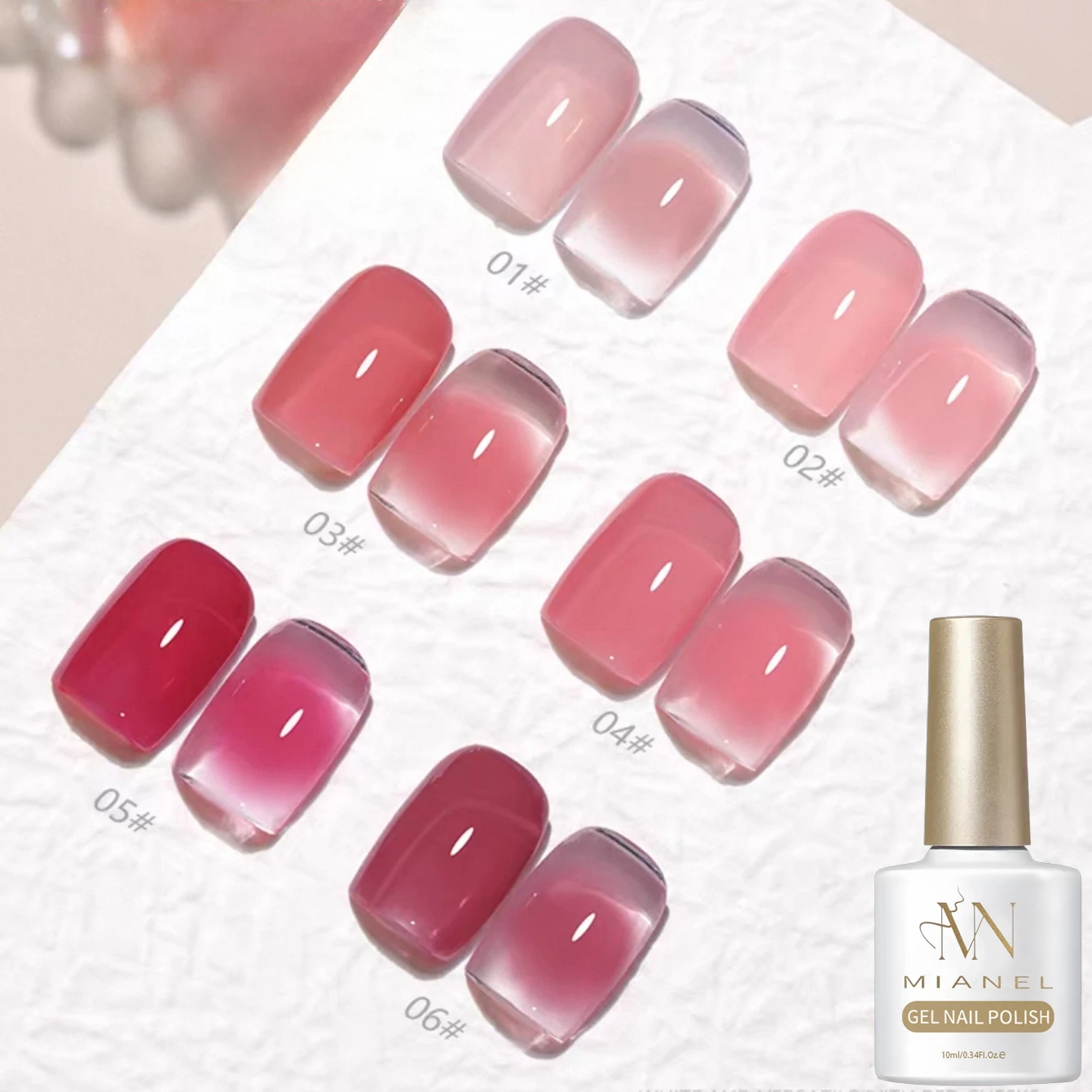 MIANEL 10ML Frühlingsrosa Nägel Feuchtigkeitsspendender Transparenter Nude Jelly Gel Nagellack 2026 Neues Design Langanhaltender Basis-Farbgel Image