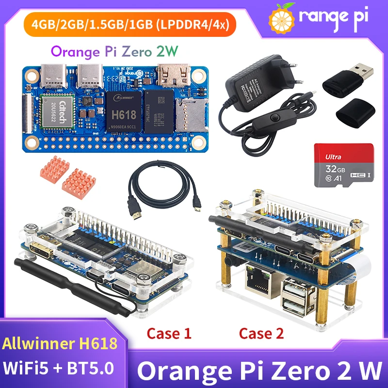 Orange pi null 2 w 1gb 1,5 gb 2gb 4gb all winner h618 all winner h618 quad-core Cortex-A53 mini pc mit Wi-Fi5 bt 5,0 unterstützung ble Image