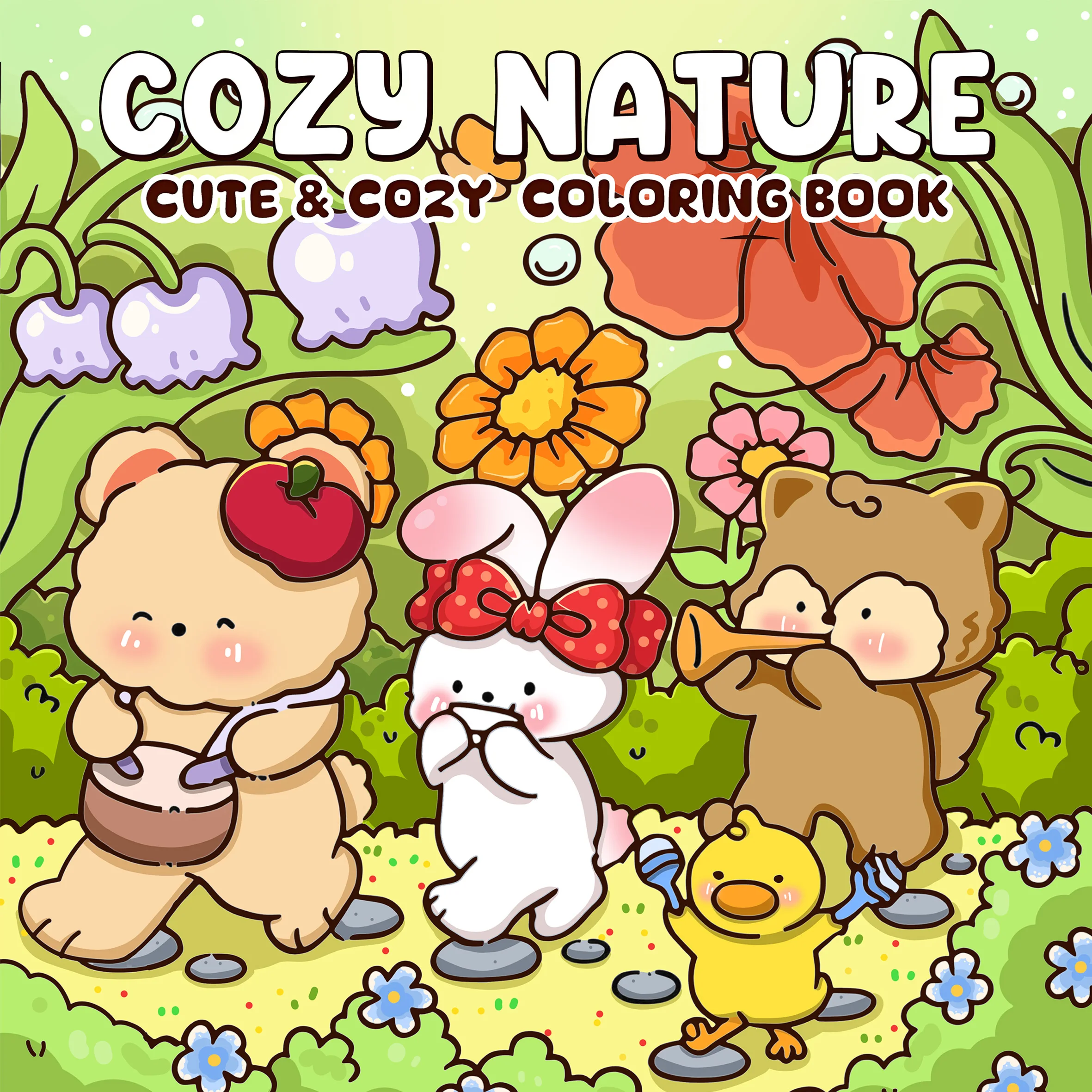 COSY NATURE Malbuch mit kräftigen, einfachen Mustern für Erwachsene, niedliches Zeichenbuch, perfektes Geschenk für Party und Geburtstag Image