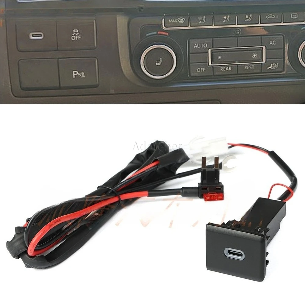 1 Stück 12V 30W Auto-Ladebuchse Typ C PD Ladeanschluss Netzteil Telefonhalterung Passend für VW Caravelle T5 Zubehör Image