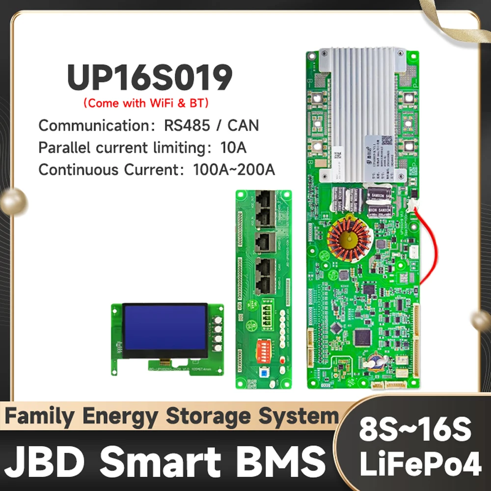 JBD BMS UP16S019 WiFi Bluetooth Smart Home Energiespeichersystem 8S 24V 16S 48V LiFePo4 100A 150A 200A JIABAIDA BMS mit Balance Image