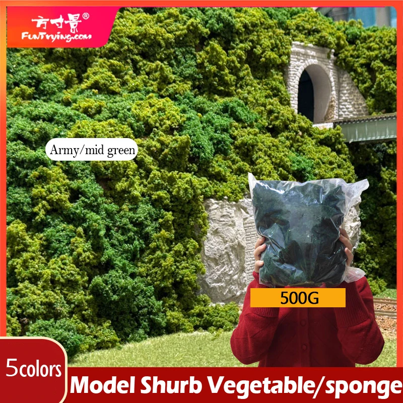 500 g Baumpulver-Modell, Schwammcluster für Büsche, Sträucher, niedrige Bodenabdeckung, DIY-Szene, Material, grüne Pflanze, getuftetes Eisenstangenlayout Image