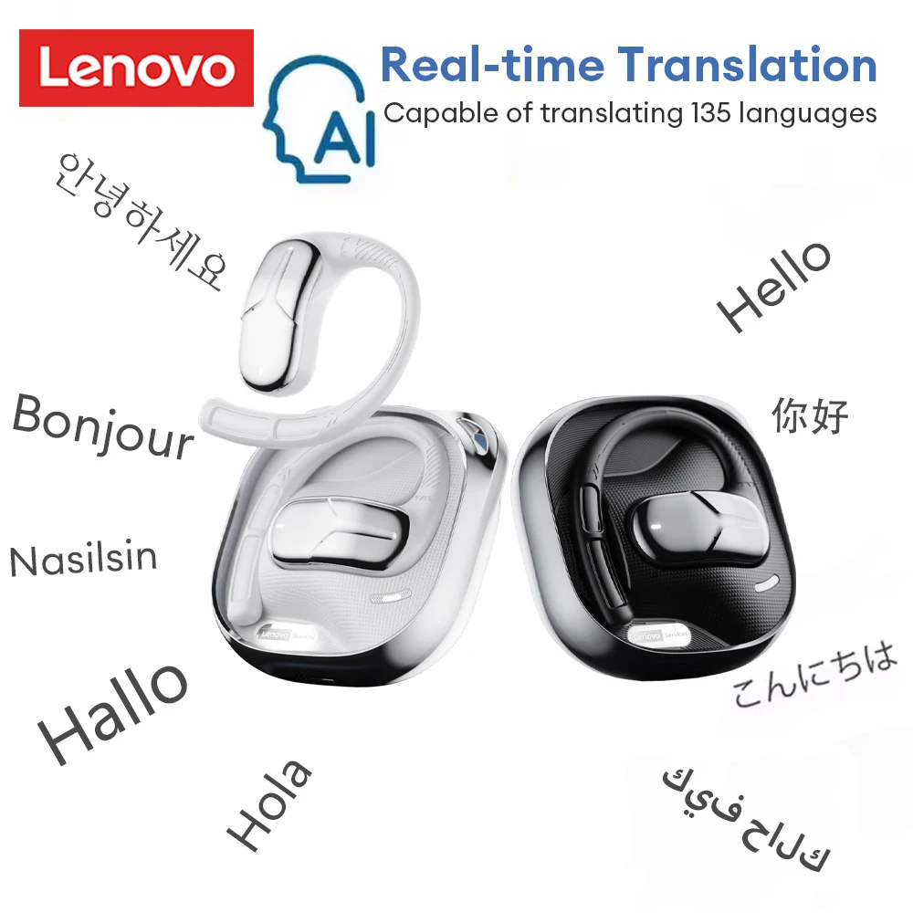 Lenovo AC101 Bluetooth 6.0-Kopfhörer AI Echtzeit-Übersetzungskopfhörer 135 Sprachen Übersetzung OWS Air Conduction-Ohrhörer Image