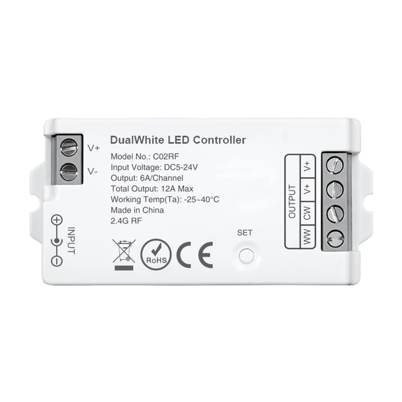 C02RF 2,4 GHz CCT LED-Controller Helligkeit einstellbares Gateway für FCOB CCT LED-Lichtleiste DC5-24V Unterstützende Einrichtungen RC02 ﻿