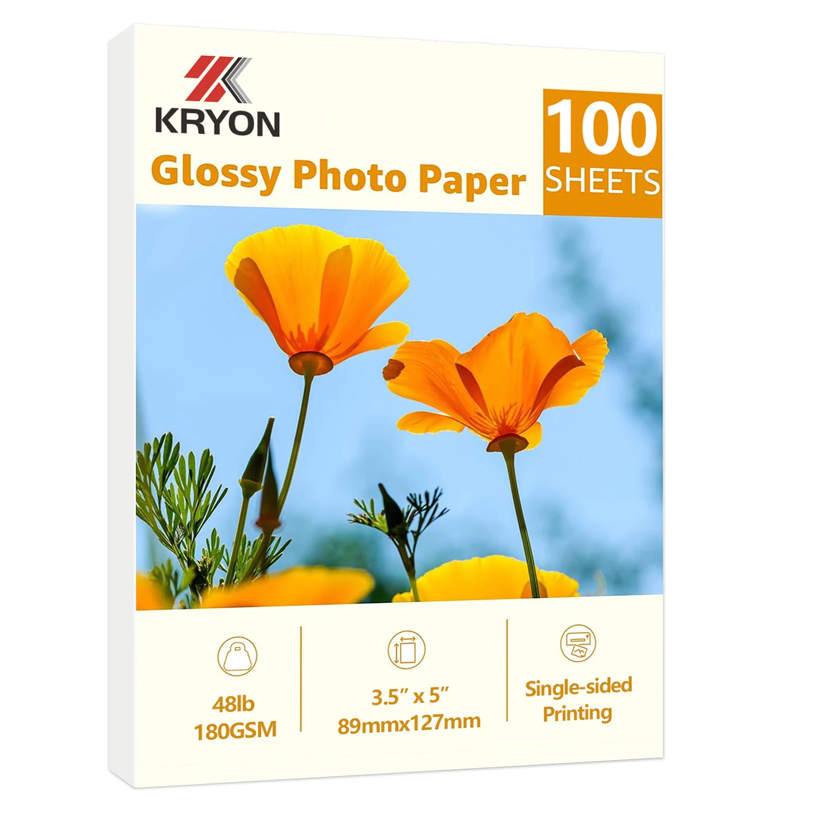 100 Blatt Fotopapier, glänzendes Fotopapier, 3,5 x 5 Zoll, einseitig bedruckbares Fotopapier für Tintenstrahldrucker mit Farbstofftinte, 180 g/m² Image