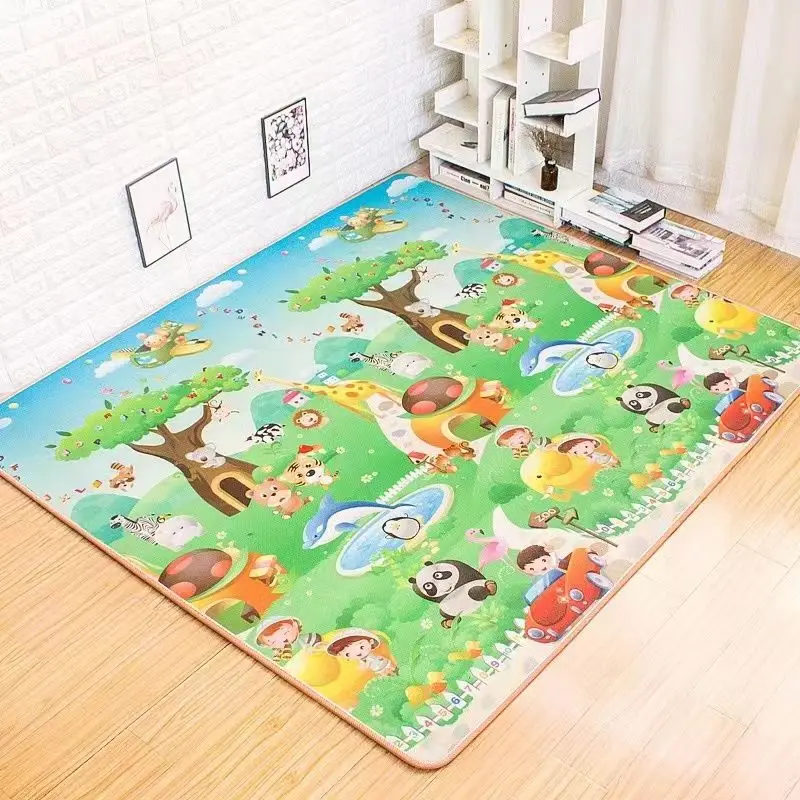Baby-Spielmatte, doppelseitiger Tiere-Kinderteppich, Lernspielzeug für Kinder, weicher Boden, Krabbelteppich für Kleinkinder, Spielaktivität, Fitnessstudio