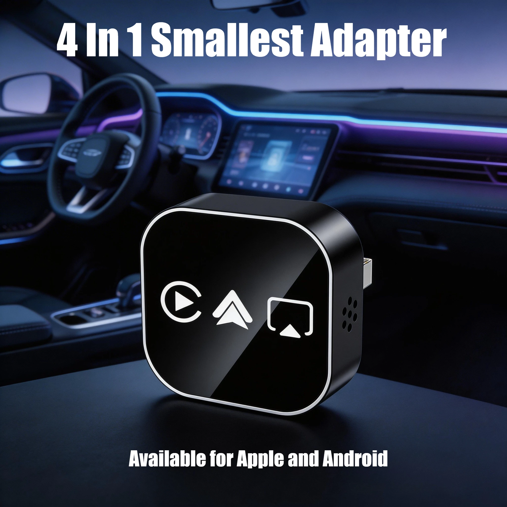 Carplay Wireless Adapter für Apple Airplay 4-in-1 Box AI Smart Car System Plug-and-Play Auto-Verbindung Car Play 2026 Image