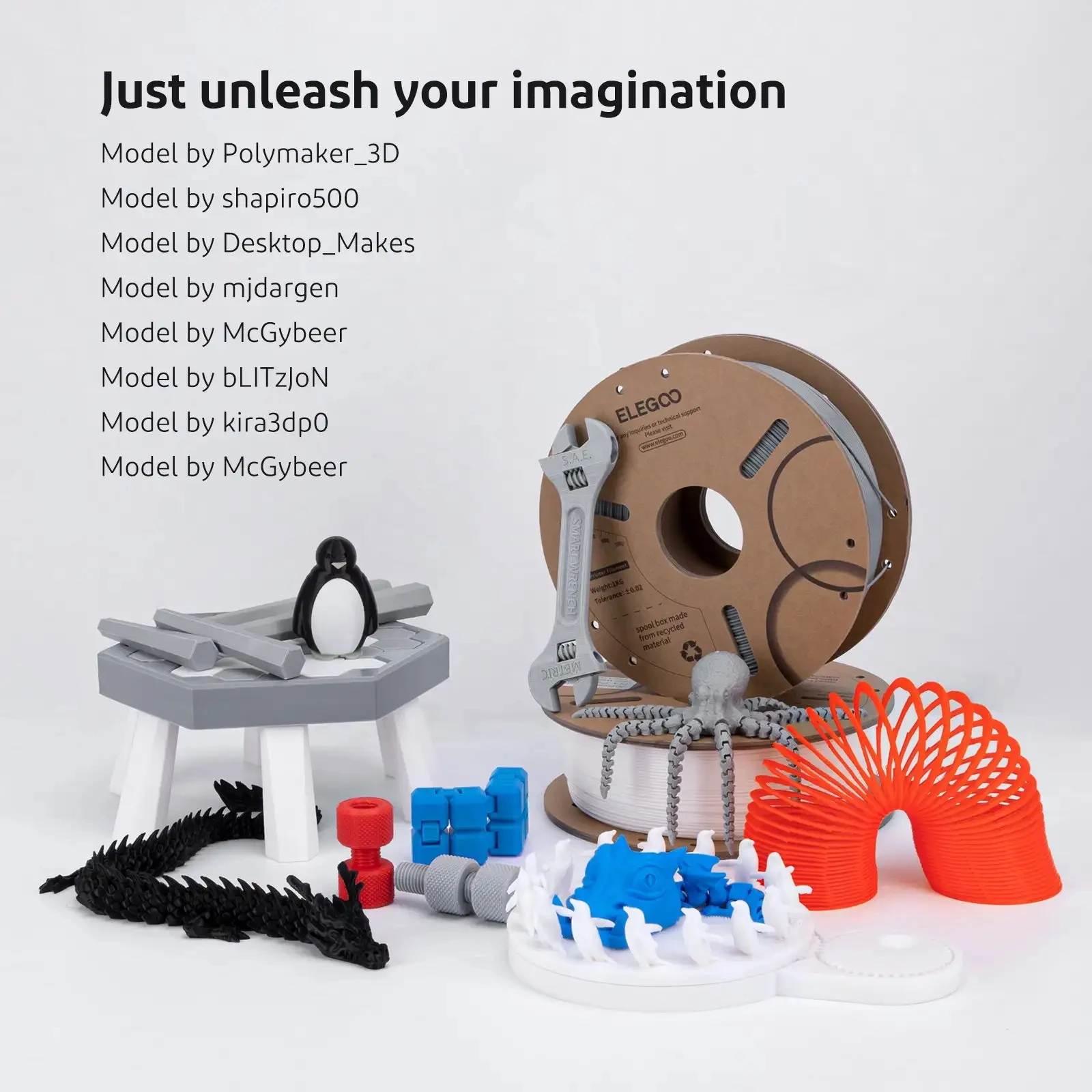 ELEGOO 2KG/4KG/5KG/10KG PLA+ Filament 1,75mm 3D PLA für 3D-Drucker, kompatibel mit den meisten FDM-Druckern für EU und USA. Image
