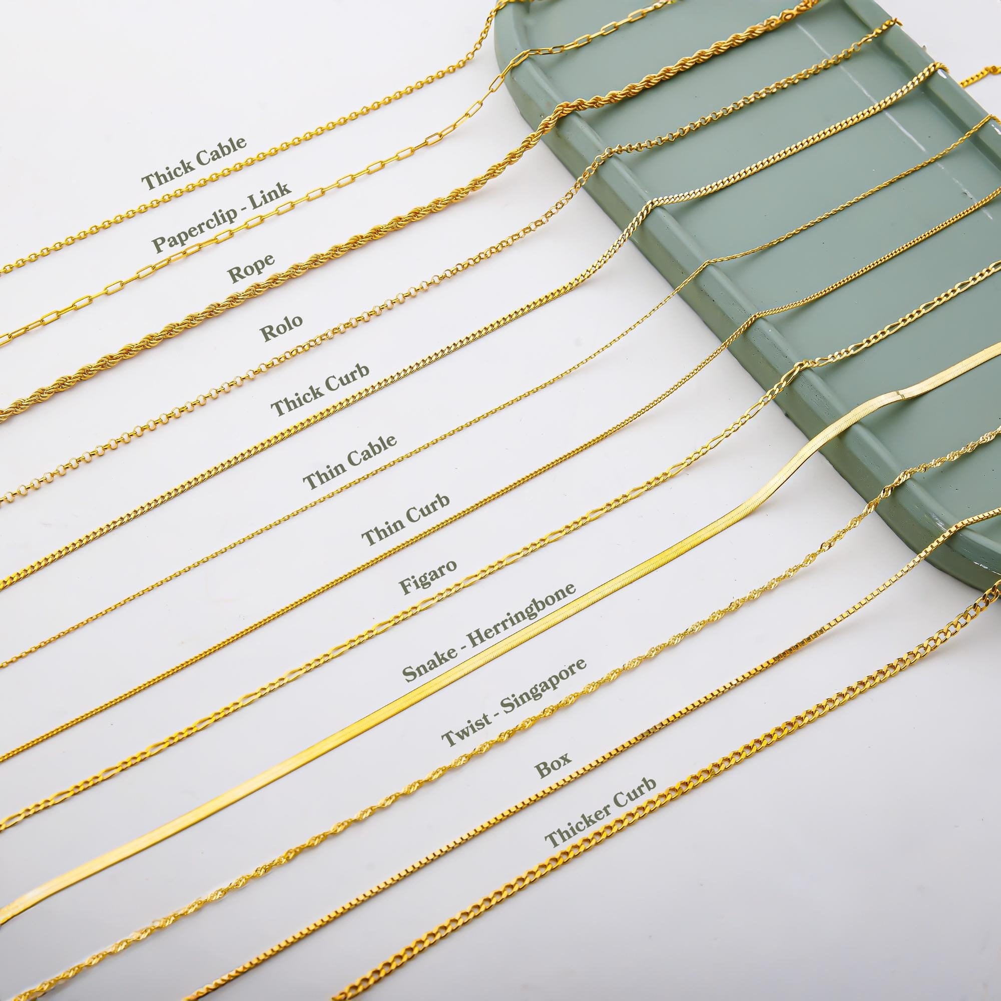 Collana con catena in oro 14K per unisex, catena Figaro, catena a graffetta, catena a scatola, catena a corda, collana con catena sottile-spessa, cate