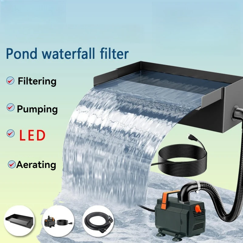Aquarium Filter Edelstahl Fischteich Wasserfall Welle Herstellung Tauchpumpe Sauerstoffanreicherung Integrierte Maschine Sammlung Pit Image