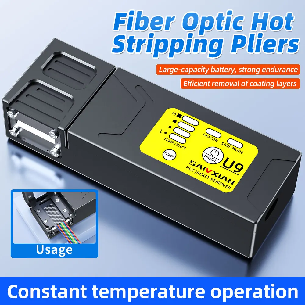 SAIVXIAN U9 Faser Thermische Stripper Zange Beheizte Optische Abisolieren Slitter Band Faser Heißer Stripper Kabel Fusion Werkzeug Image