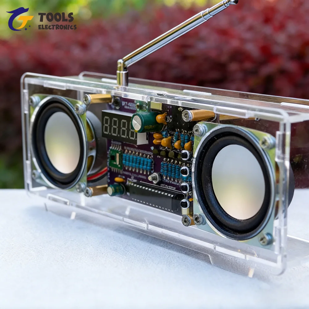 87,5-108MHz Zweikanaliges FM-Radio Elektronik-Bausatz - Digitalanzeige Lötprojekt mit Typ-C-Schnittstelle für Audio-Lernen Image