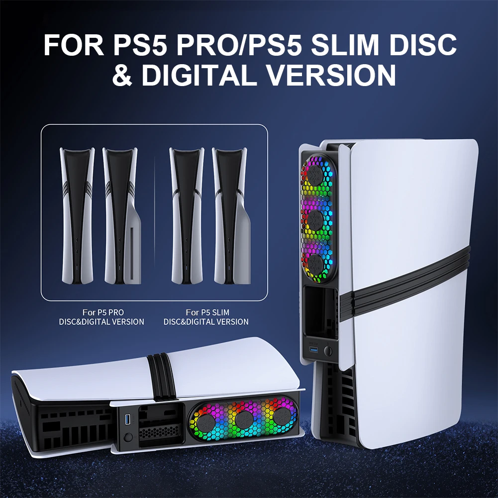 Für PS5 Pro/PS5 Slim Kühlventilator Externer Lüfter Spielkonsolen-Kühler für Playstation 5 Pro/Slim Disc & Digital Edition Image