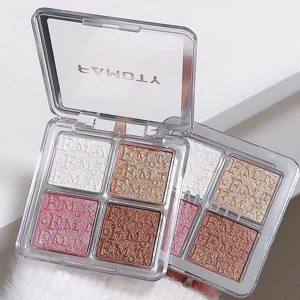 Gesichts-Highlighter-Palette 4 Farben Schimmer-Illuminator Kontur-Set Langanhaltend Natürliches Finish Porenfreundlich Leichtgewichtig Tragbar Image