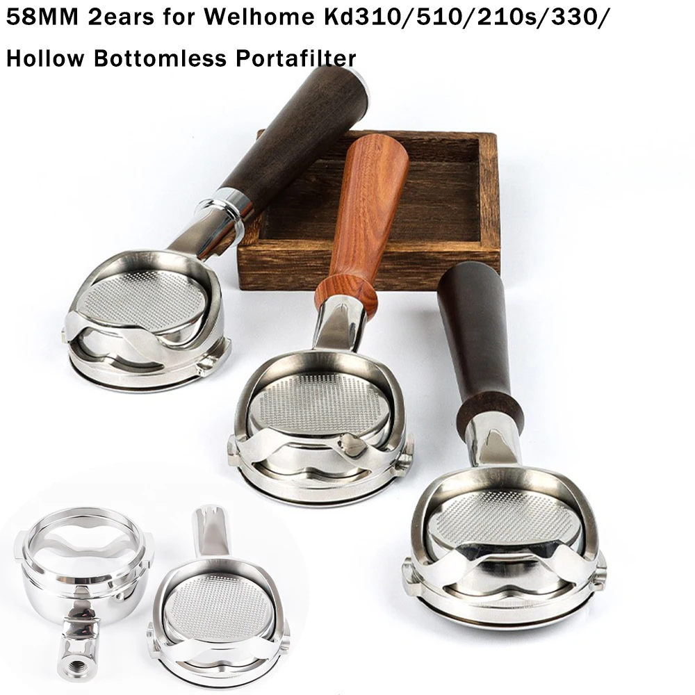 58MM 2-öhriger Hohlfilter-Siebträger für WPM Kaffeeautomaten Welhome Kd310/510/210s/330/ Edelstahl Espresso-Filtergriff Image