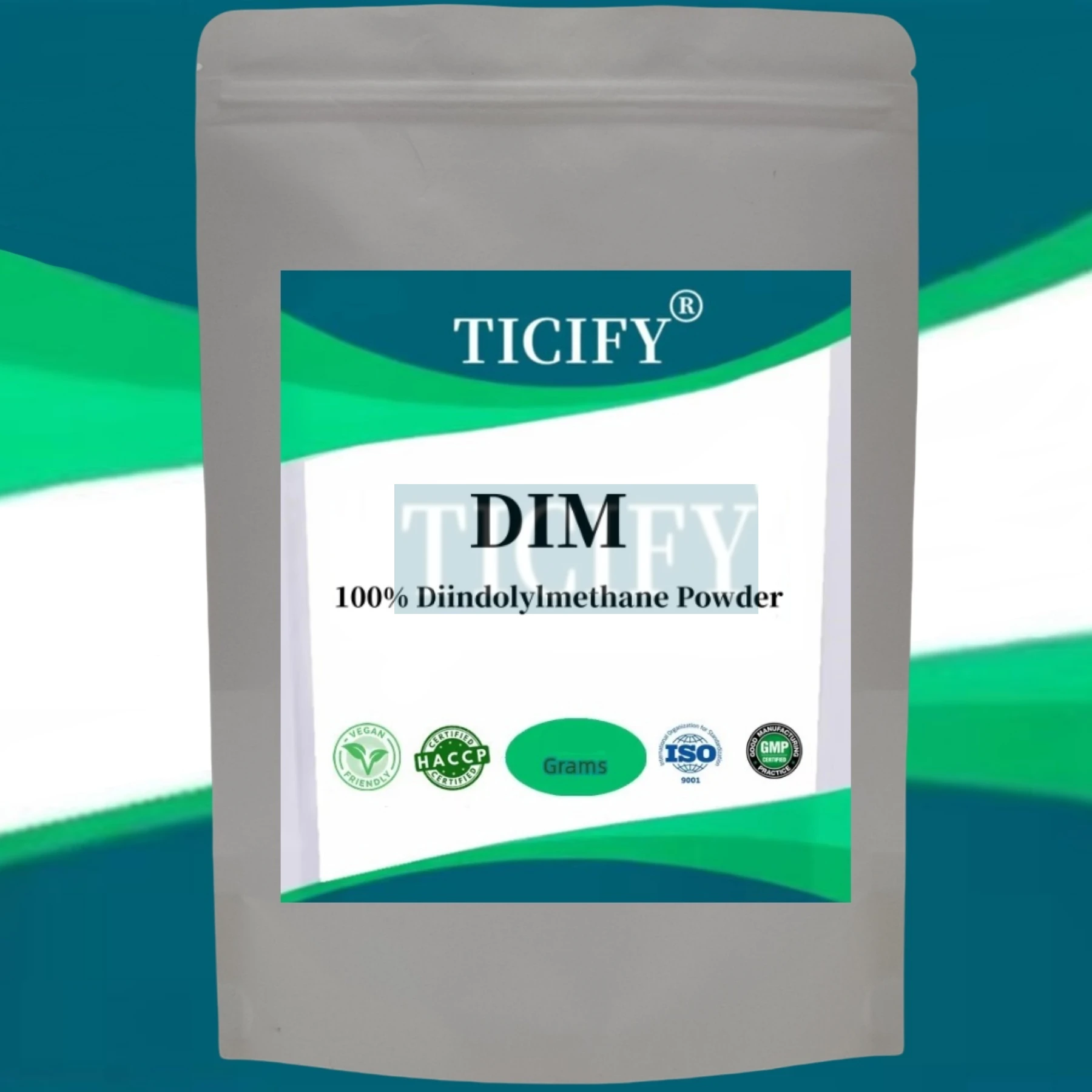 Maßgeschneiderte 100 % Diindolmethan-Pulver-Aluminiumfolienbeutel-Verpackungs-DIM-Pulver für globale Verteiler Image