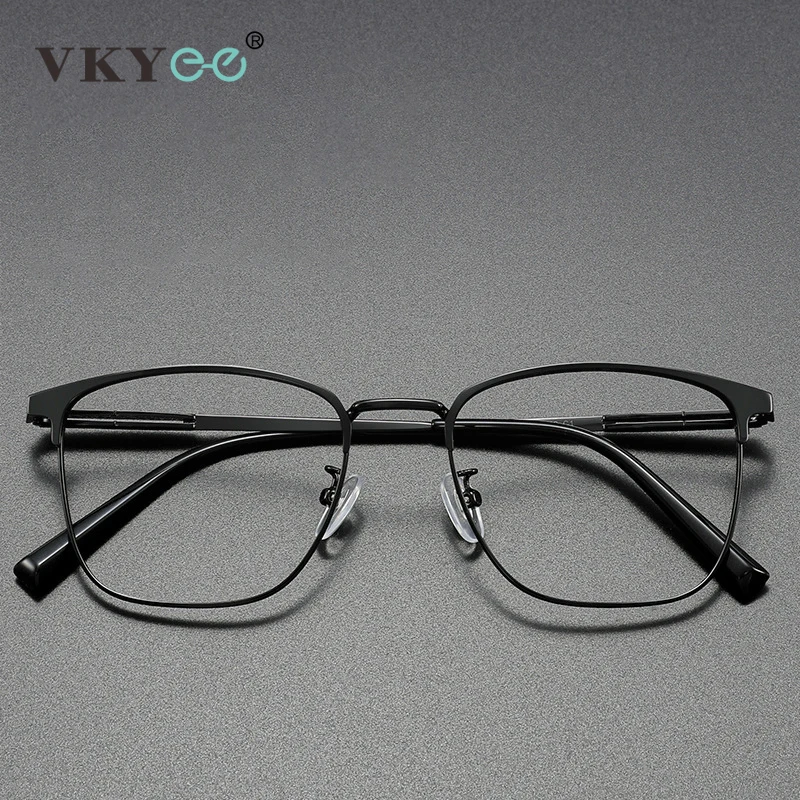 VKYEE Klassische, schlichte Business-Lesebrille mit geometrischem, quadratischem Design für Herren, Anti-Blaulicht-Lesebrille, anpassbare Sehstärke 2206 Image