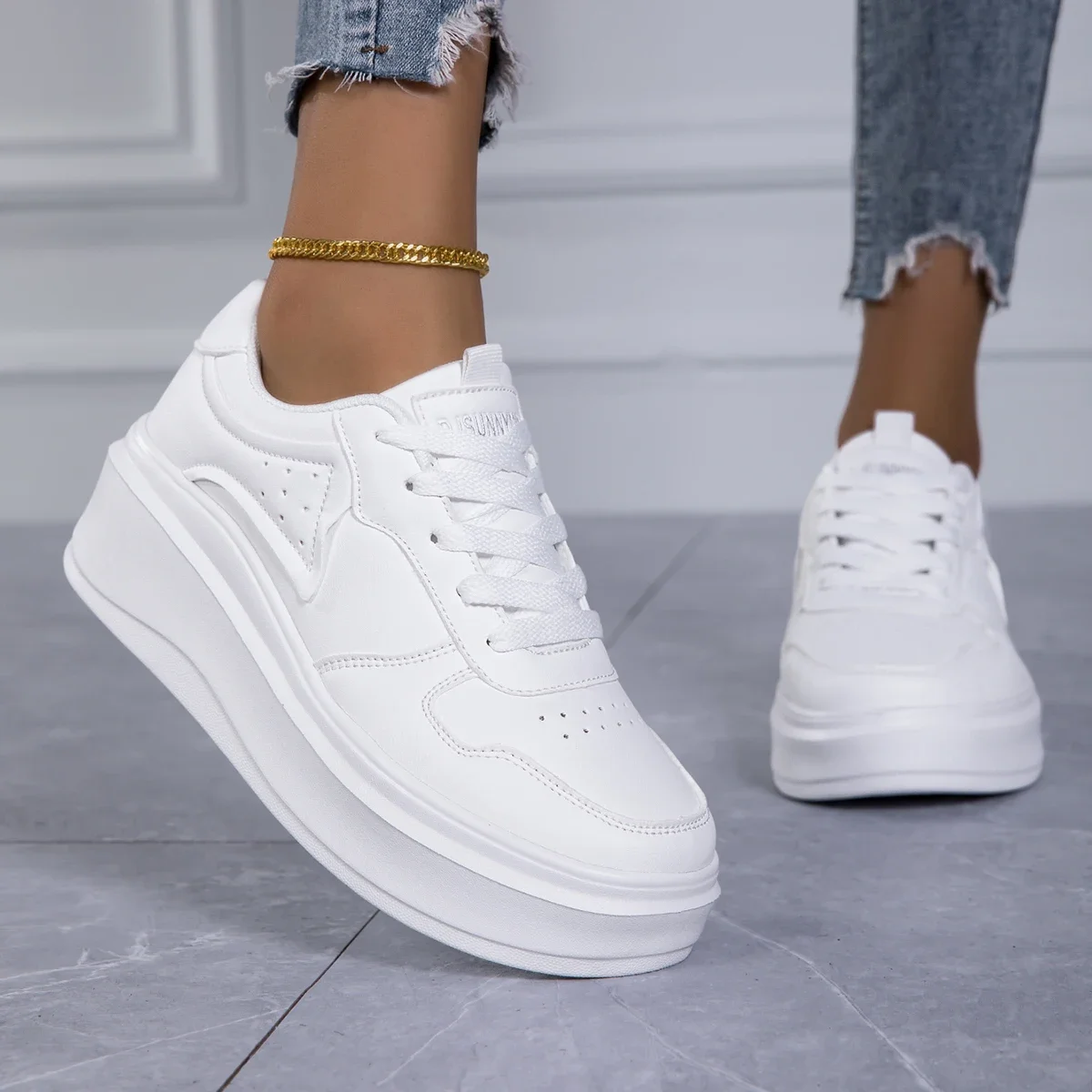 Lässige Sportschuhe für Damen, dicke Sohle, niedrige Schnürschuhe, vulkanisierte Schuhe, leichte Schuhe mit Gummisohle, Wintersaison, Schuhe für Erwachsene