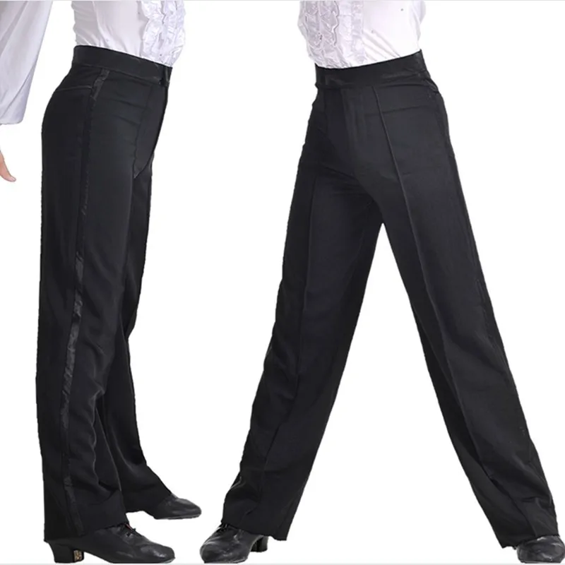 Lateinische Tanzhosen für Herren, lateinamerikanische moderne Ballsaal-Performance-Tanzhosen, schwarze Satinhosen für Jungen, Tänzerhosen, 1-2 Größen größer Image