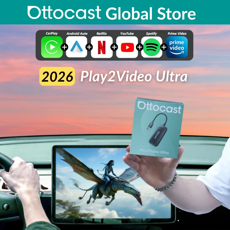 Ottocast Play2Video Ultra AI Box Carplay Adapter Android Auto WiFi6 Mediaplayer YouTube Netflix Dual-WiFi App-Installation für Audi Image